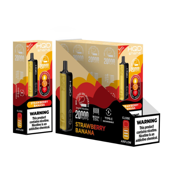 Best Deal HQD Shisha 20,000 Puff Disposable Vape - Strawberry Banana