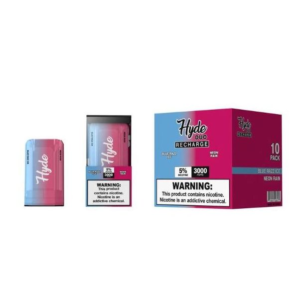 Blue Razz Ice & Neon Rain Hyde Duo Recharge Disposable 10 Pack
