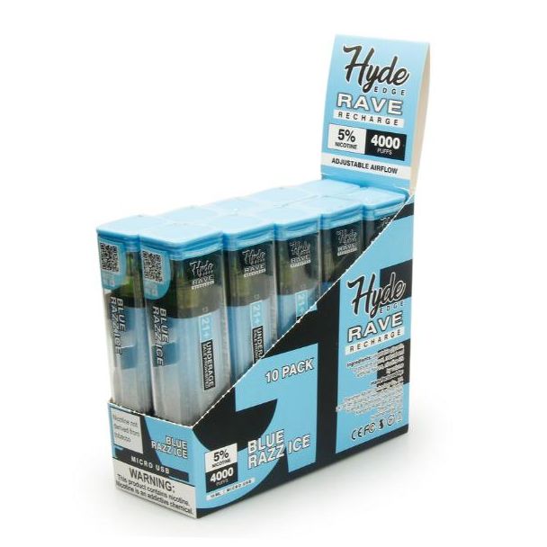Blue Razz Ice Hyde Edge RAVE Disposable 10-Pack Cheap Deal!