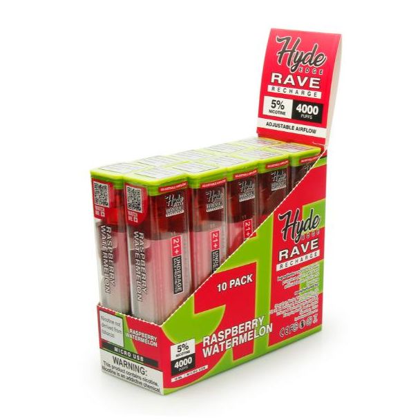 Raspberry Watermelon Hyde Edge RAVE Disposable 10-Pack Bulk Deal!
