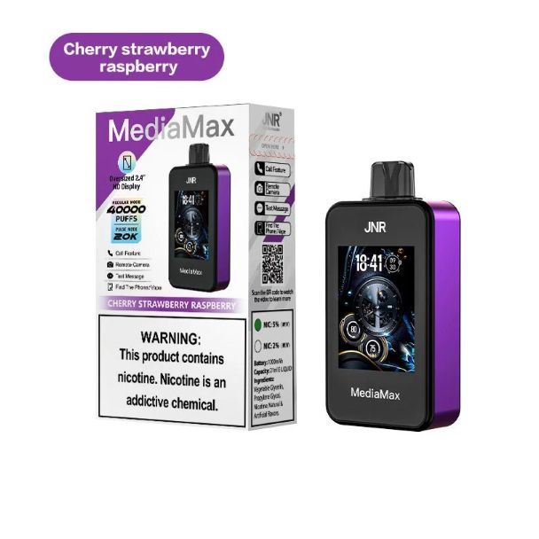 JNR Media Max 40,000 Puffs Disposable Vape Cherry Strawberry Raspberry
