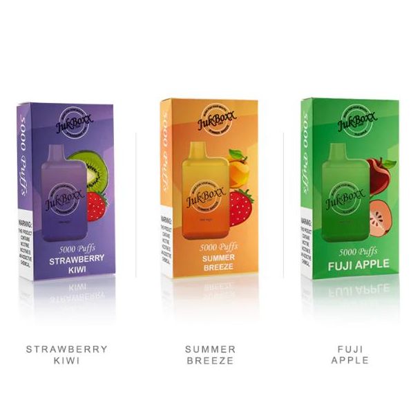 Strawberry Kiwi, Summer Breeze & Fuji Apple Jukboxx 5000 Puffs Disposable 10-Pack Bulk Deal!