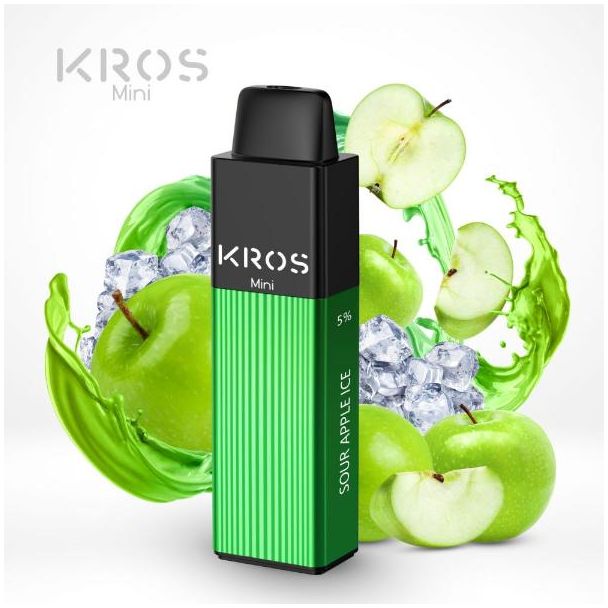 Sour Apple Ice KROS Mini 4000 Puffs Disposable 6-Pack Ejuices Wholesale Deal!