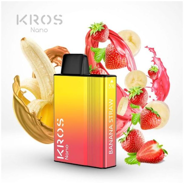 Banana Straw KROS Nano 5000 Puffs Disposable 6-Pack Ejuices Wholesale Price!