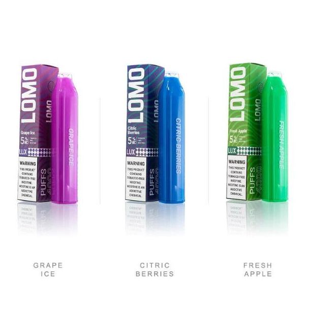 Grape Ice, Citric Berries, & Fresh Apple LOMO LUX TFN 4000 Puffs Disposable 10-Pack Ejuices Wholesale Deal!