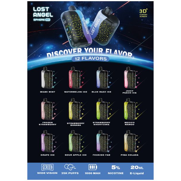 Lost Angel Sphere 35,000 Puffs Disposable Flavor Chart