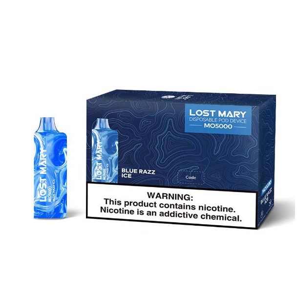 Lost Mary Mo5000 5000 Puffs Single and 5 Pack Box Flavor Blue Razz Ice