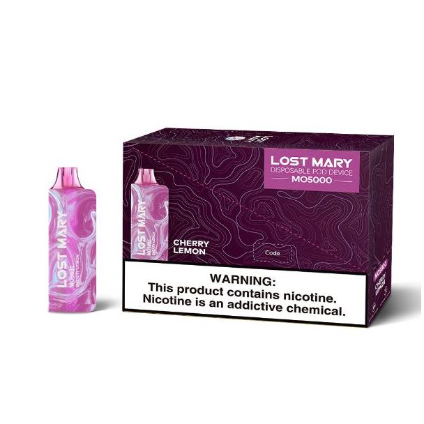 Lost Mary Mo5000 5000 Puffs Single and 5 Pack Box Flavor Cherry Lemon