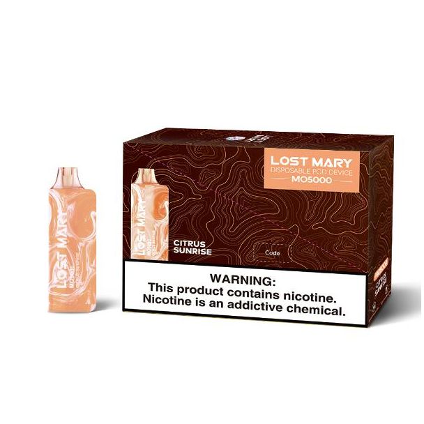 Lost Mary Mo5000 5000 Puffs Single and 5 Pack Box Flavor Citrus Sunrise
