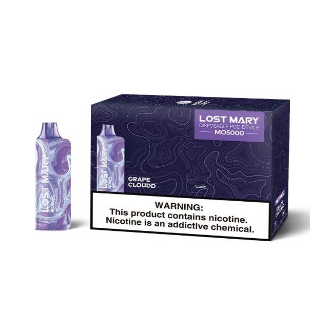 Lost Mary Mo5000 5000 Puffs Single and 5 Pack Box Flavor Grape Cloudd