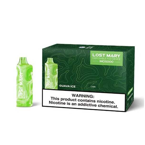 Lost Mary Mo5000 5000 Puffs Single and 5 Pack Box Flavor Guava ICe