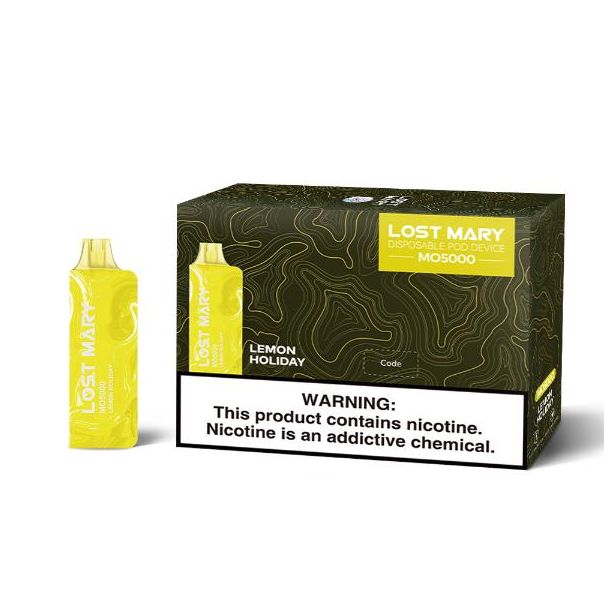 Lost Mary Mo5000 5000 Puffs Single and 5 Pack Box Flavor Lemon Holiday