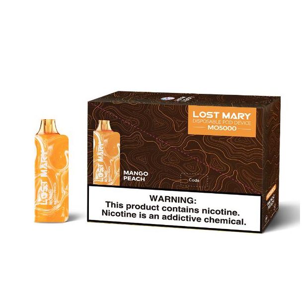Lost Mary Mo5000 5000 Puffs Single and 5 Pack Box Flavor Mango Peach