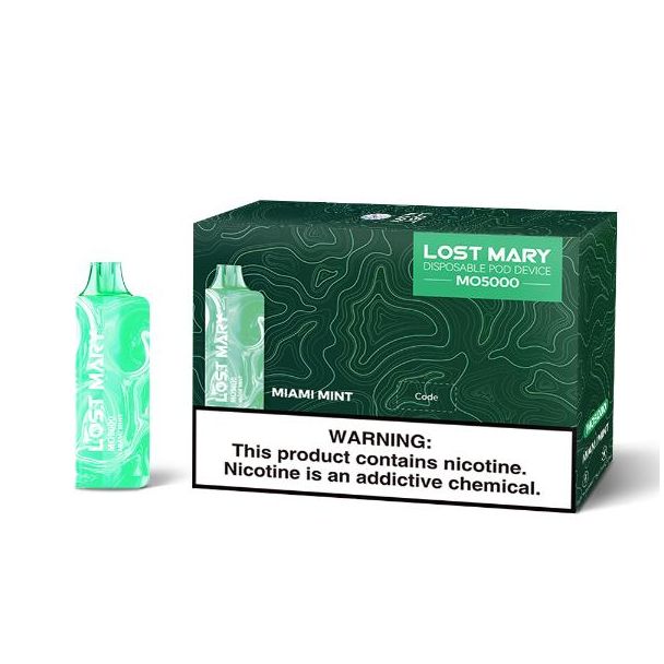 Lost Mary Mo5000 5000 Puffs Single and 5 Pack Box Flavor Miami Mint