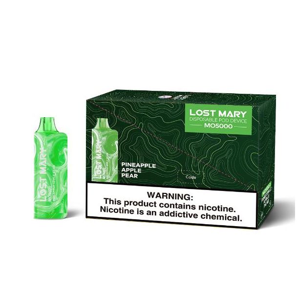 Lost Mary Mo5000 5000 Puffs Single and 5 Pack Box Flavor Pineapple Apple Pear