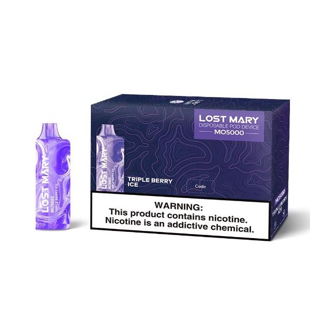 Lost Mary Mo5000 5000 Puffs Single and 5 Pack Box Flavor Triple Berry Ice