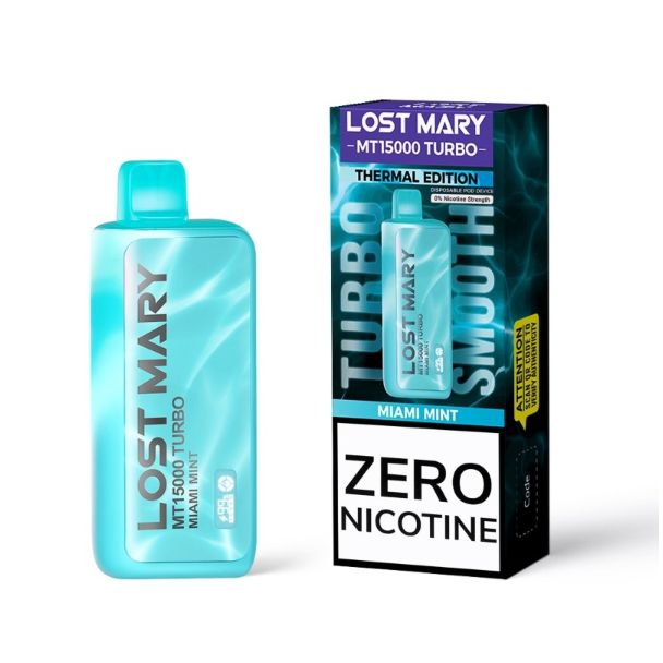 Lost Mary MT15000 Turbo Zero Nicotine Disposable Vape Miami Mint