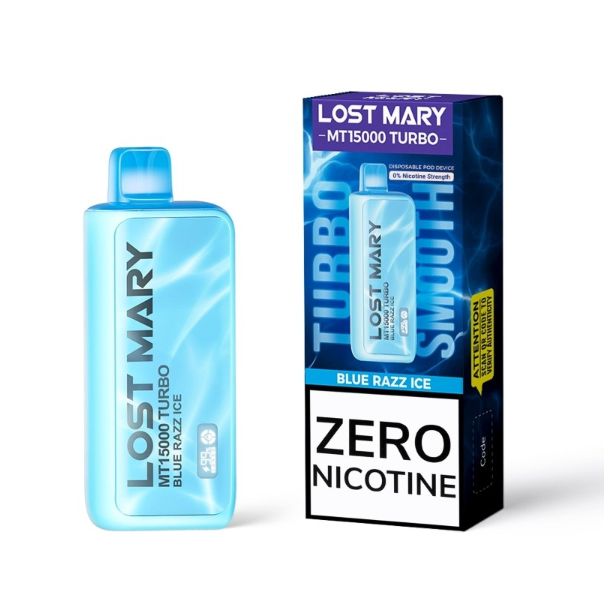 Lost Mary MT15000 Turbo Zero Nicotine Disposable Vape Blue Razz Ice