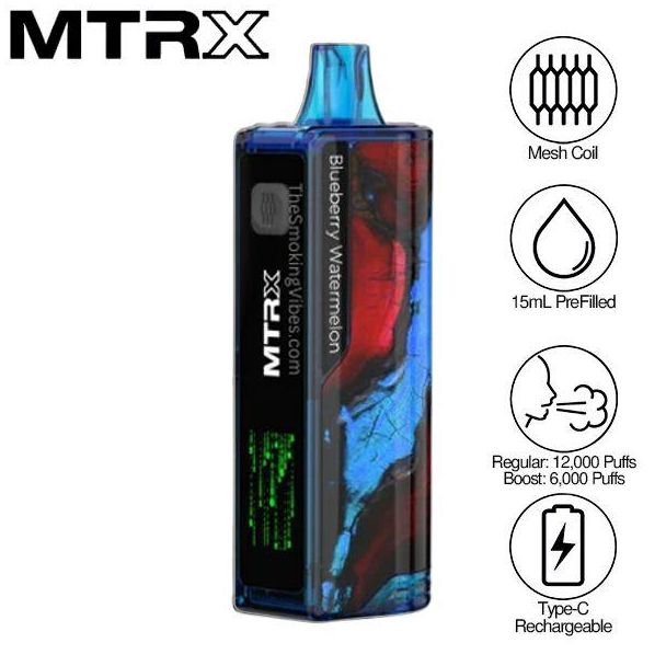 MTRX 12000 Puffs Rechargeable Vape Blueberry Watermelon