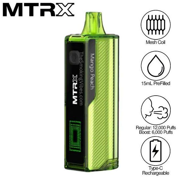 MTRX 12000 Puffs Rechargeable Vape Mango Peach