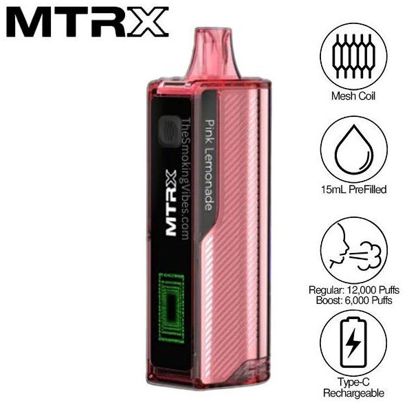 MTRX 12000 Puffs Rechargeable Vape Pink Lemonade
