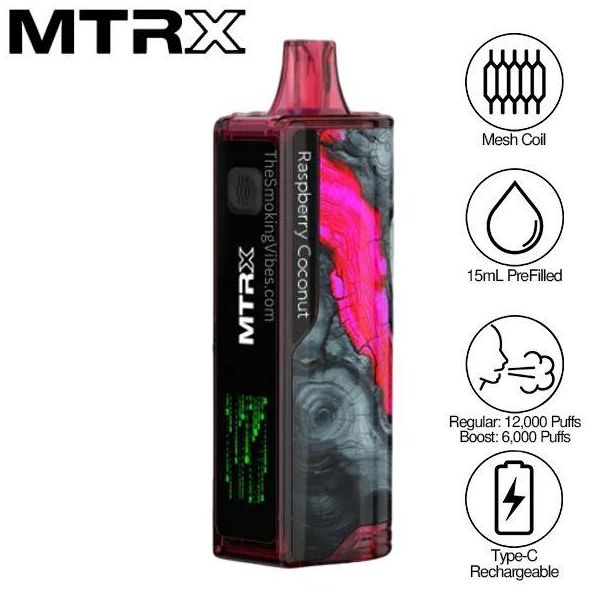 MTRX 12000 Puffs Rechargeable Vape Raspberry Coconut
