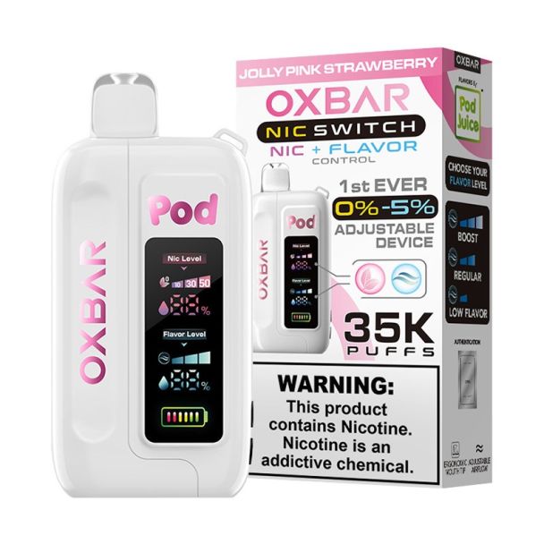 OXBAR Pod Juice NIC Switch 35,000 Puff Disposable Jolly Pink Strawberry