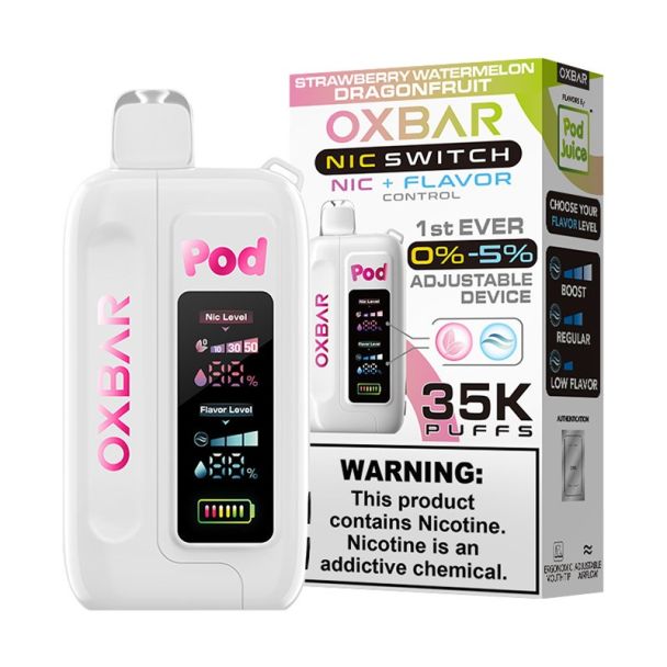 OXBAR Pod Juice NIC Switch 35,000 Puff Disposable Strawberry Watermelon Dragonfruit