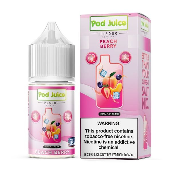 Best Deal Pod Juice TFN PJ5000 Salt Series E-Liquid 30mL (Salt Nic) - Peach Berry