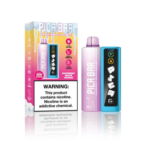PICA BAR Tuning Adjustable Coolness 30,000 Puffs Disposable Kit Raspberry Grape Orange