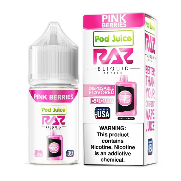 Pod Juice + RAZ Disposables Collab Salt E-Liquid 30mL Pink Berries
