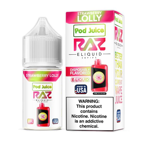 Pod Juice + RAZ Disposables Collab Salt E-Liquid 30mL Strawberry Lolly