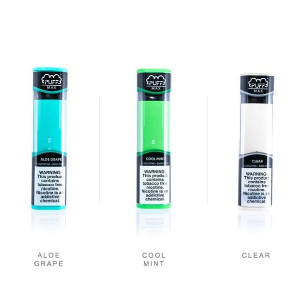 Aloe Grape, Cool Mint & Clear Puff Bar Max 5000 Puffs Disposable 10-Pack Bulk Deal!