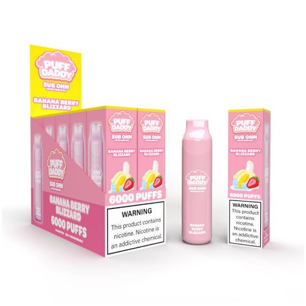 Banana Berry Blizzard Puff Daddy 6000 Puffs Disposable 10-Pack Bulk Price!