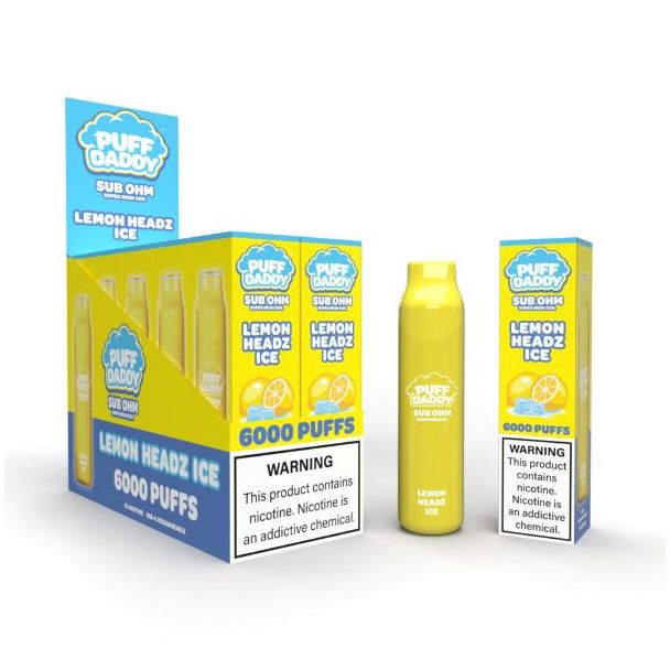 Lemon Headz Ice Puff Daddy 6000 Puffs Disposable 10-Pack Bulk Price!
