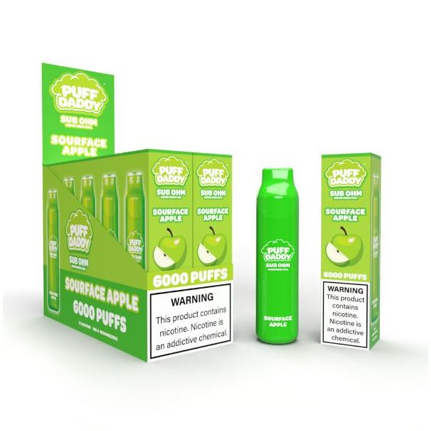 Sourface Apple Puff Daddy 6000 Puffs Disposable 10-Pack Bulk Price!