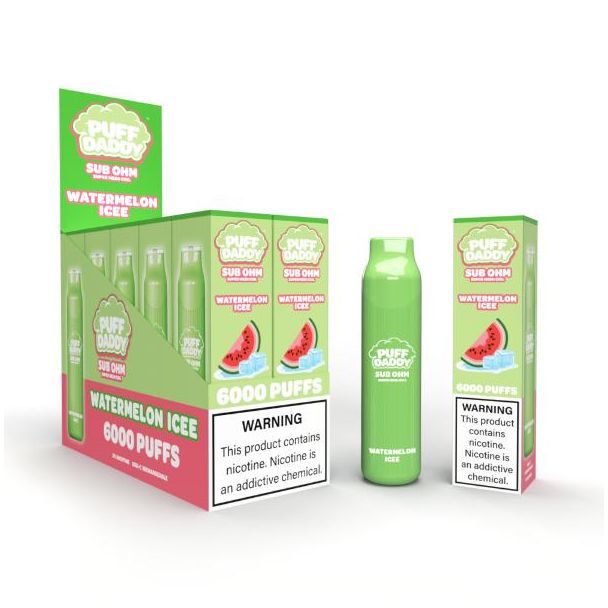 Watermelon Icee Puff Daddy 6000 Puffs Disposable 10-Pack Ejuices Wholesale Price!