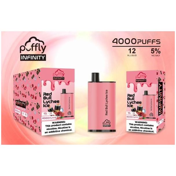 Red Bull Lychee Ice Puffly Infinity 4000 Puffs Disposable 5-Pack Bulk Price!