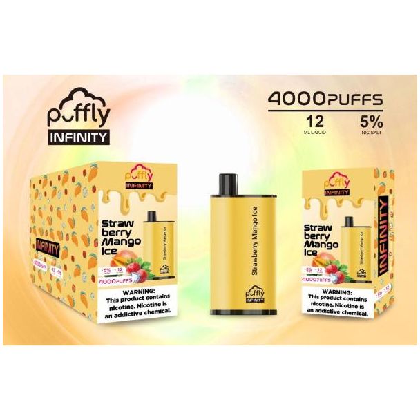Strawberry Mango Ice Puffly Infinity 4000 Puffs Disposable 5-Pack Bulk Deal!
