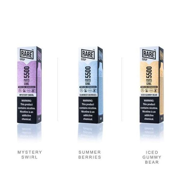 Mystery Swirl, Summer Berries & Iced Gummy Bear Rare Grip 5500 Puffs Mesh Rechargeable Disposable 10-Pack Bulk Price!