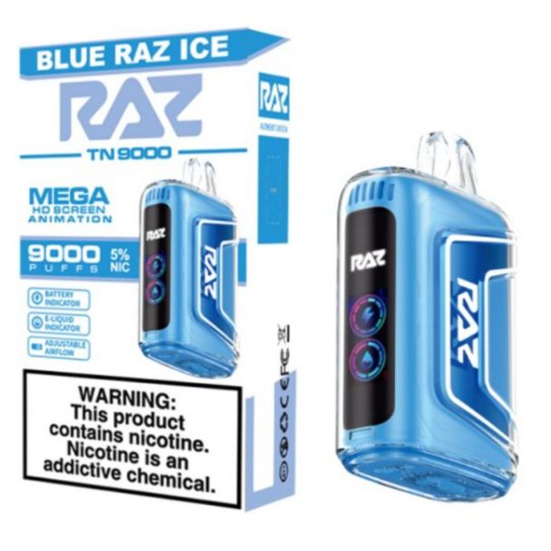 RAZ TN9000 9000 Puffs Disposable Blue Raz Ice Packaiging