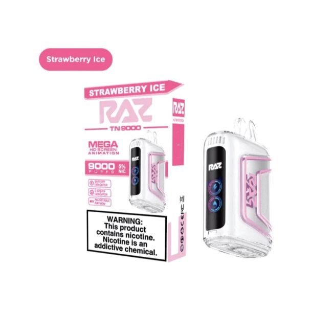 RAZ TN9000 9000 Puffs Disposable Strawberry Ice Packaging