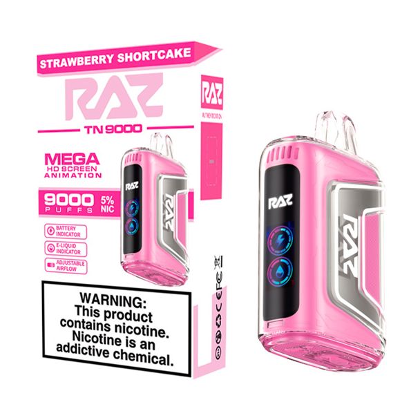 RAZ TN9000 9000 Puffs Disposable Strawberry Shortcake Packaging