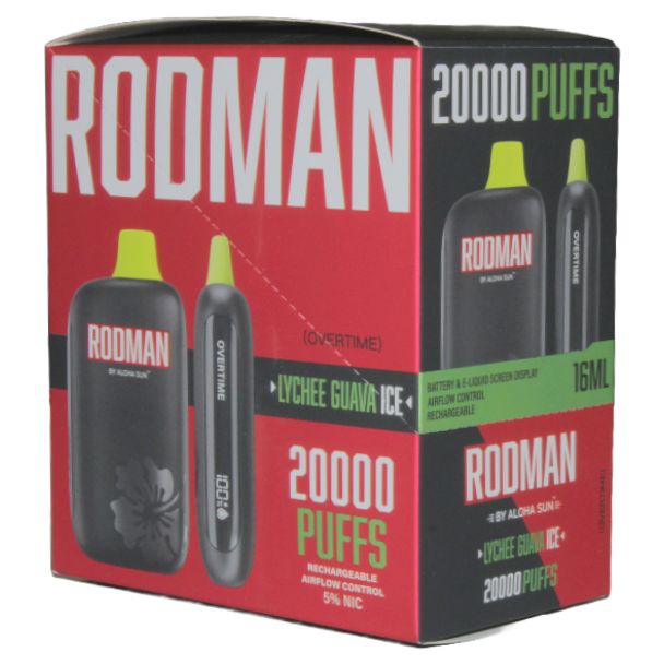 RODMAN by Aloha Sun Disposable, Up to 20000 Puffs Overtime Lychee Guava Ice