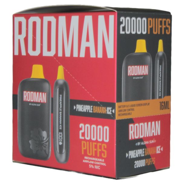 RODMAN by Aloha Sun Disposable, Up to 20000 Puffs Pineapple Banana Ice