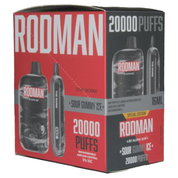 RODMAN by Aloha Sun Disposable, Up to 20000 Puffs The Worm Sour Gummy Ice