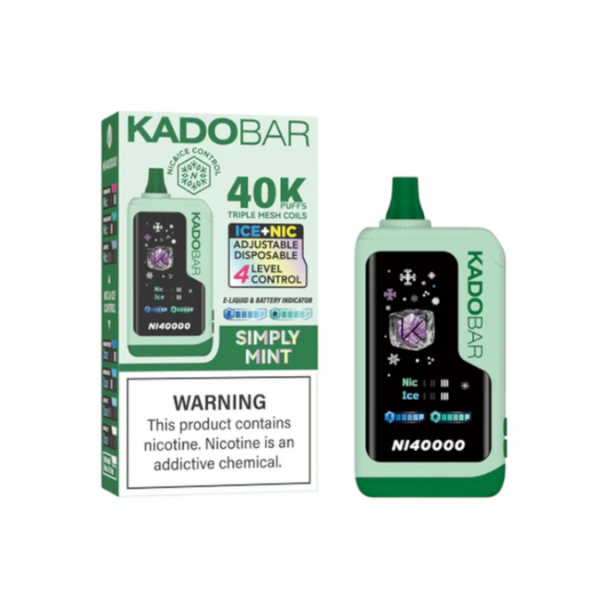 Best Deal KadoBar NI40000 Ice + Nicotine Control Disposable Vape 24mL 5 Pack - Simply Mint