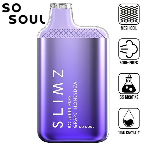 SSlims BC5000 Pro by So Soul 5000 Puffs Disposable 10-Pack Grape Honeydew