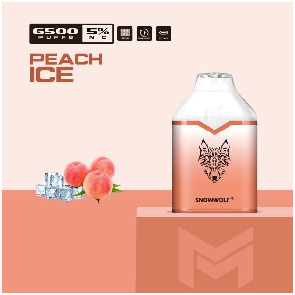Peach Ice Snowwolf Mino 6500 Puffs Single Disposable Ejuices Wholesale Deal!