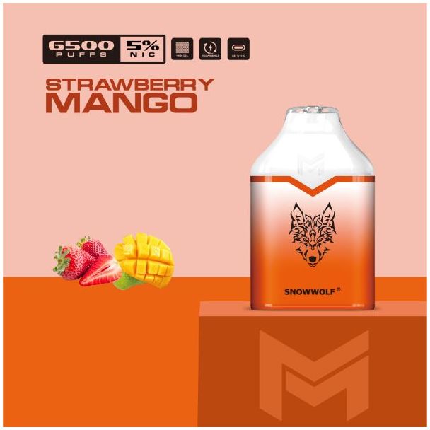 Strawberry Mango Snowwolf Mino 6500 Puffs Single Disposable